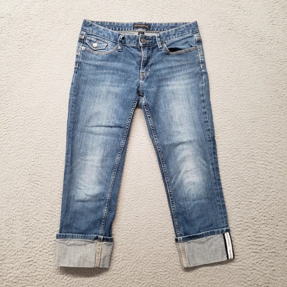 Banana Republic Jeans Womens 26/2R Blue Rolled Cuff Spellout Logo Cropped Casual - Picture 1 of 11